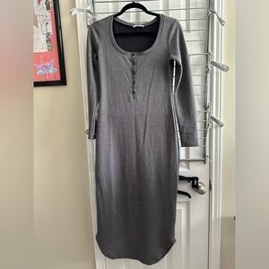 Kaileigh Heather Gray Long Sleeve Henley Dress Size Small